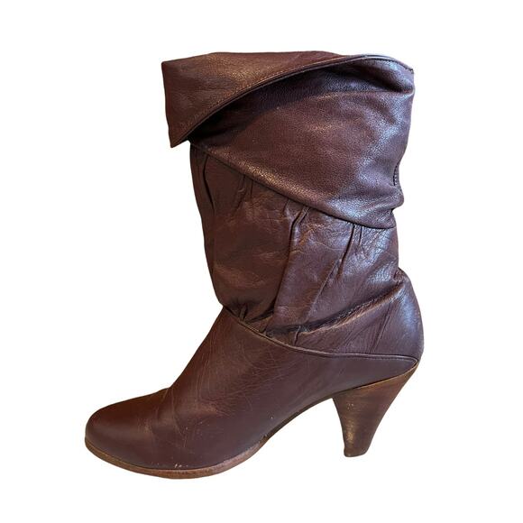 Vintage 70s Frye slouchy oxblood fold over boots - Picture 1 of 11